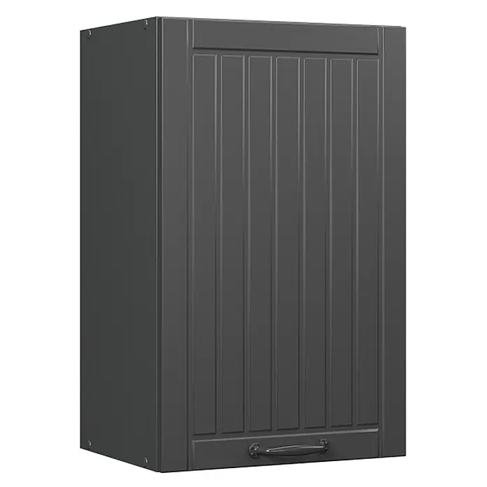 Vicco Schrankküche Fame-Line Dunkelgrau - Dunkelgrau, Hängeschrank 45 cm - Dunkelgrauer Wandschrank mit geriffelter Tür und Metallgriff.