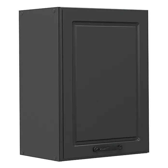 Vicco Schrankküche R-Line Anthrazit Landhaus - Anthrazit Landhaus, Hängeschrank 45 cm - Dunkelgrauer Wandschrank mit Kassettentür und Ziergriff.