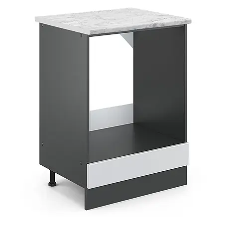 Vicco  Schrankküche R-Line Weiß Hochglanz AP Marmor
