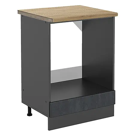 Vicco Herdumbauschrank R-Line, Schwarz Beton, 60 cm