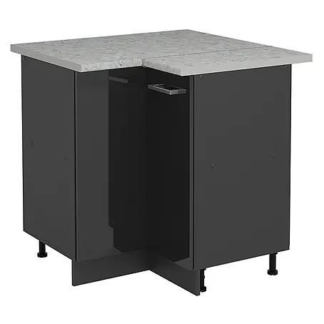 Vicco  Schrankküche R-Line Anthrazit Hochglanz AP Marmor