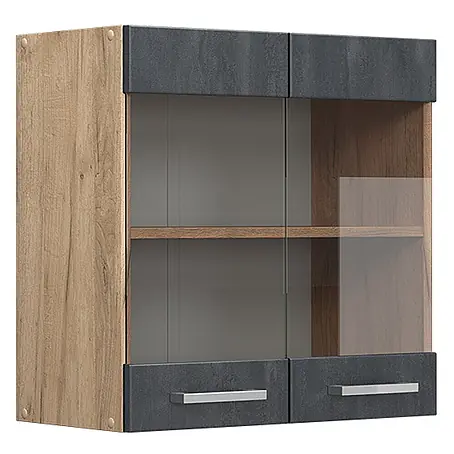 Vicco  Schrankküche R-Line Schwarz Beton