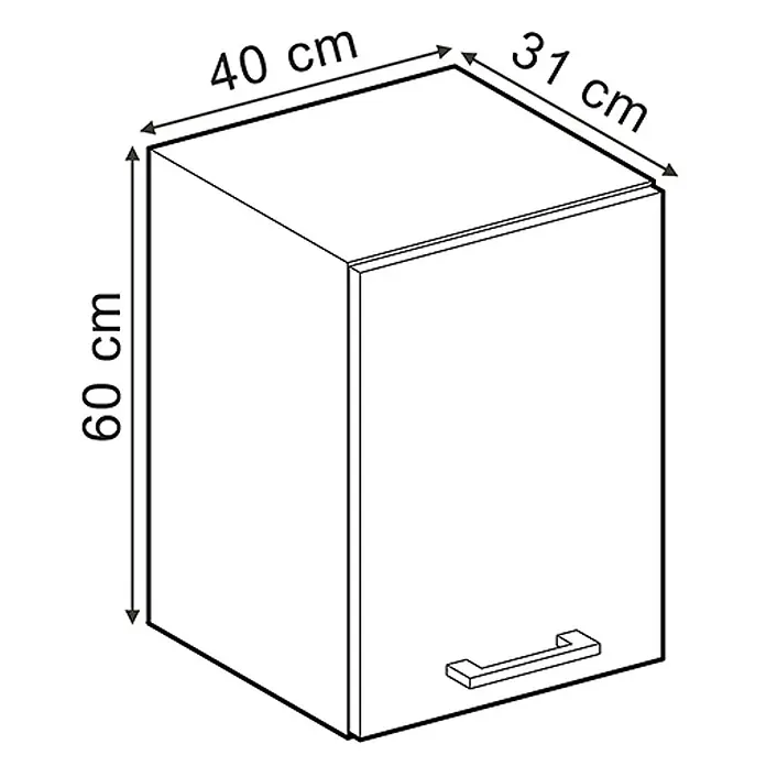 Vicco Schrankküche R-Line Weiß Landhaus - Weiß Landhaus, Hängeschrank 40 cm - Weißer Schrank mit einer Tür und Griff. Maße: 60 cm H, 40 cm B, 31 cm T.