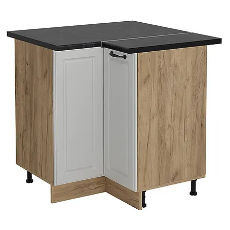 Vicco  Schrankküche R-Line Weiß Landhaus, AP Anthrazit