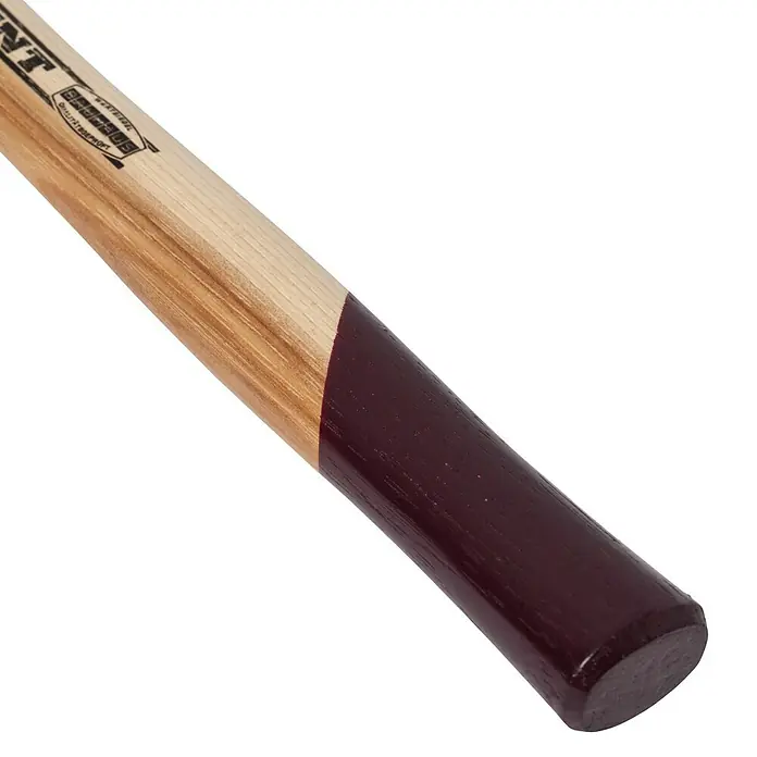 Wisent Schlosserhammer - 100 g, Holz Hickory - Nahaufnahme eines Hammerstiels aus Holz mit braunem Griffbereich.