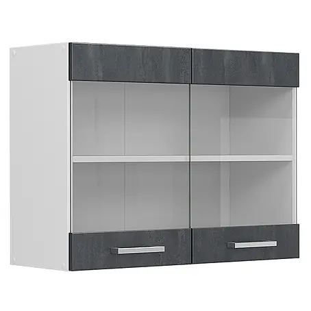 Vicco  Schrankküche R-Line Schwarz Beton