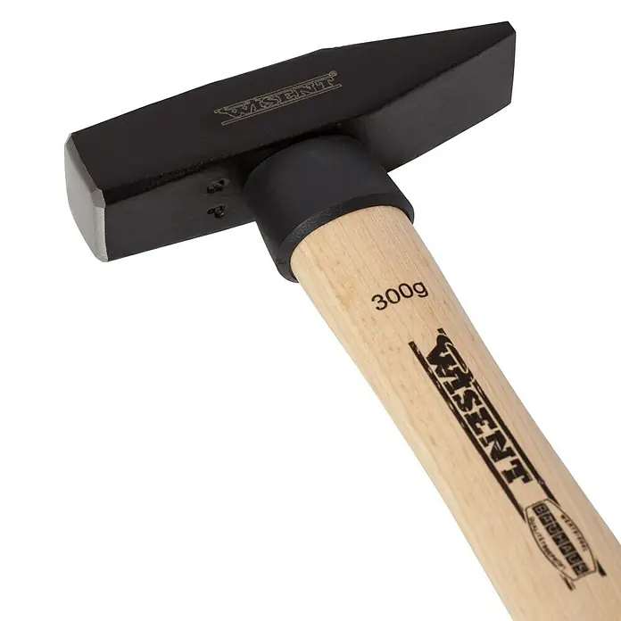 Wisent Schlosserhammer300 g, Holz Hickory - Hammer mit schwarzem Kopf und Holzgriff, ideal für Bau- und Heimwerkerarbeiten.