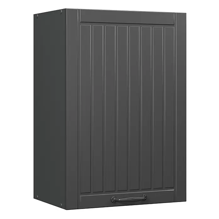 Vicco Schrankküche Fame-Line Dunkelgrau - Dunkelgrau, Hängeschrank 50 cm - Dunkelgrauer Metallschrank mit vertikal geriffelter Rolltür und Griff.