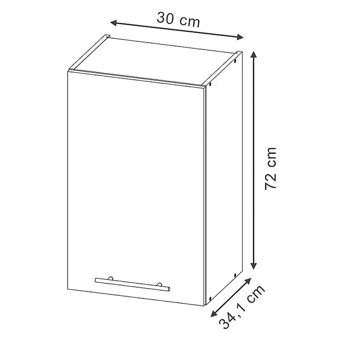 Vicco Schrankküche Fame-Line Dunkelgrau - Dunkelgrau, Hängeschrank 30 cm - Rechteckiger Hängeschrank mit horizontalem Griff, Maße: 30 cm B, 72 cm H, 34,1 cm T.