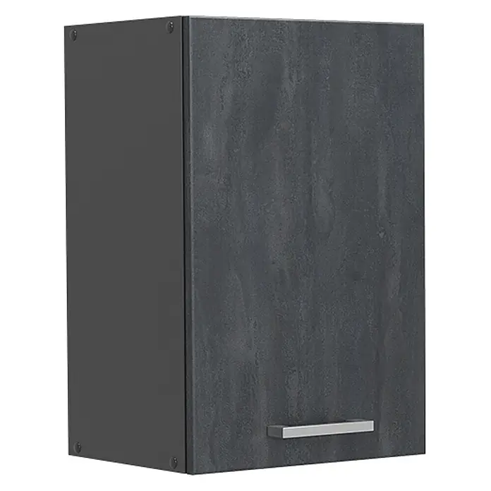 Vicco Hängeschrank R-Line, Schwarz Beton, 40 cm -  - Dunkelgrauer strukturierter Hängeschrank mit silbernem Griff.