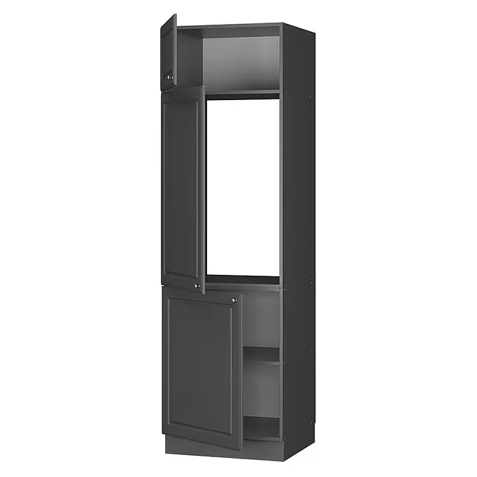 Vicco Schrankküche Fame-Line Anthrazit-Gold Landhaus - Anthrazit-Gold Landhaus, Kühlumbauschrank 60 cm