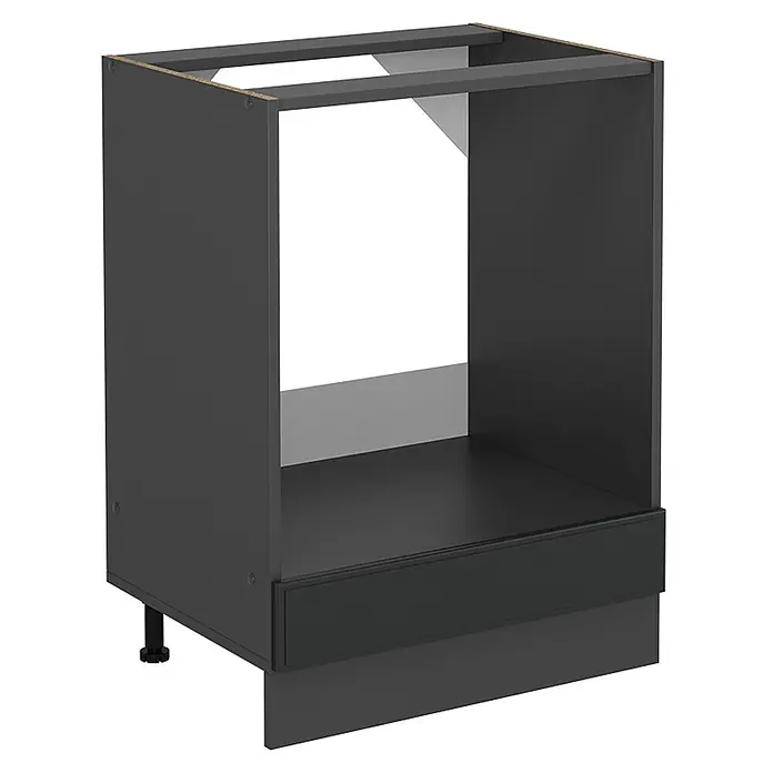 Vicco Schrankküche R-Line Anthrazit Landhaus ohne Arbeitsplatte - Anthrazit Landhaus, Herdumbauschrank 60 cm - Dunkelgrauer Küchenunterschrankrahmen für Einbaubackofen, mit verstellbarem Fuß und Sockelblende.