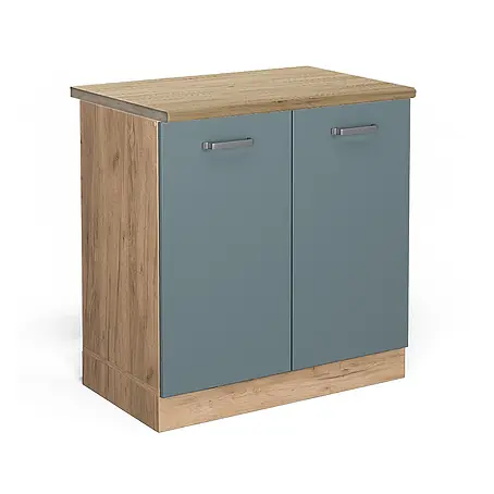 Vicco  Schrankküche R-Line Blau-Grau, AP Eiche
