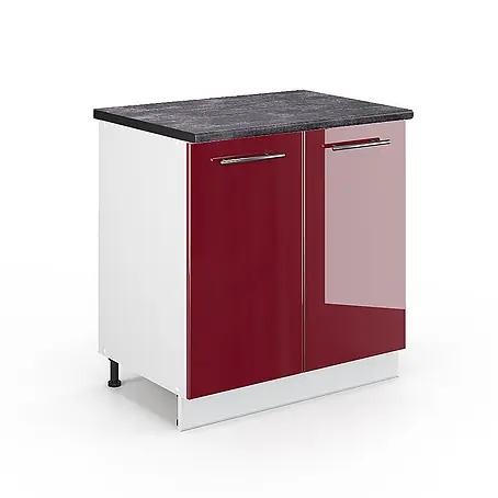 Vicco  Schrankküche Fame-Line Bordeaux Hochglanz mit Regal, AP Anthrazit