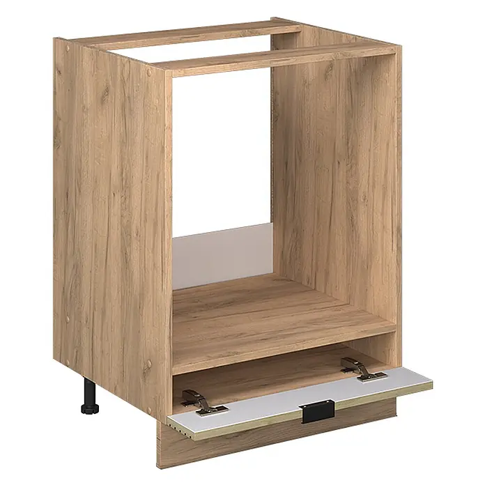 Vicco Schrankküche Fame-Line Eiche Paneel ohne Arbeitsplatte - Eiche Paneel, Herdumbauschrank 60 cm - Unterschrank für Backofen in heller Holzoptik mit Klappfront und verstellbaren Füßen.