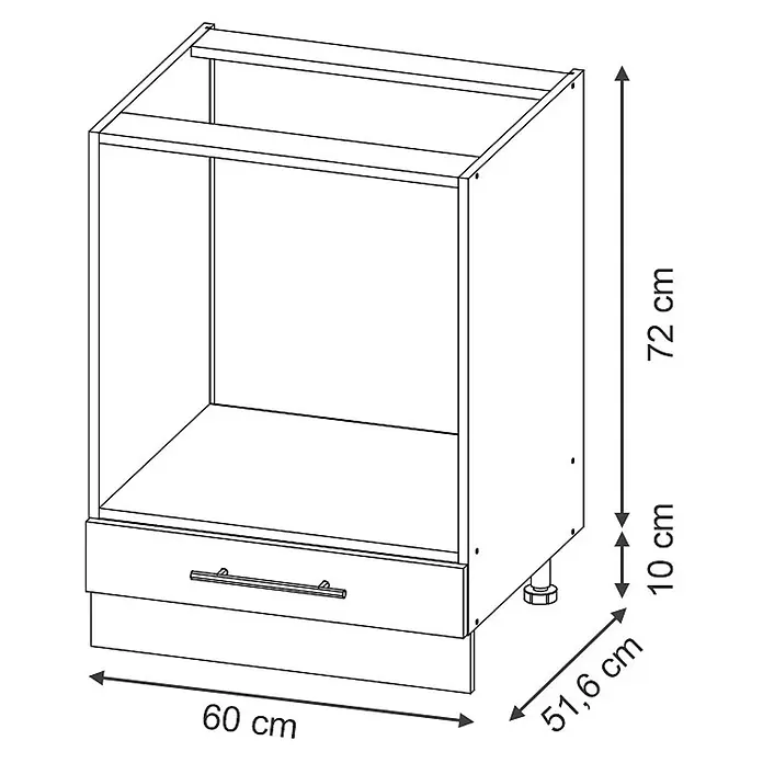 Vicco Schrankküche Fame-Line Eiche Paneel ohne Arbeitsplatte - Eiche Paneel, Herdumbauschrank 60 cm - Küchenunterschrank mit Schublade und offenem Fach oben. 72 cm hoch, 60 cm breit, 51,6 cm tief.