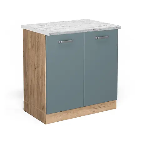 Vicco  Schrankküche R-Line Blau-Grau AP Marmor