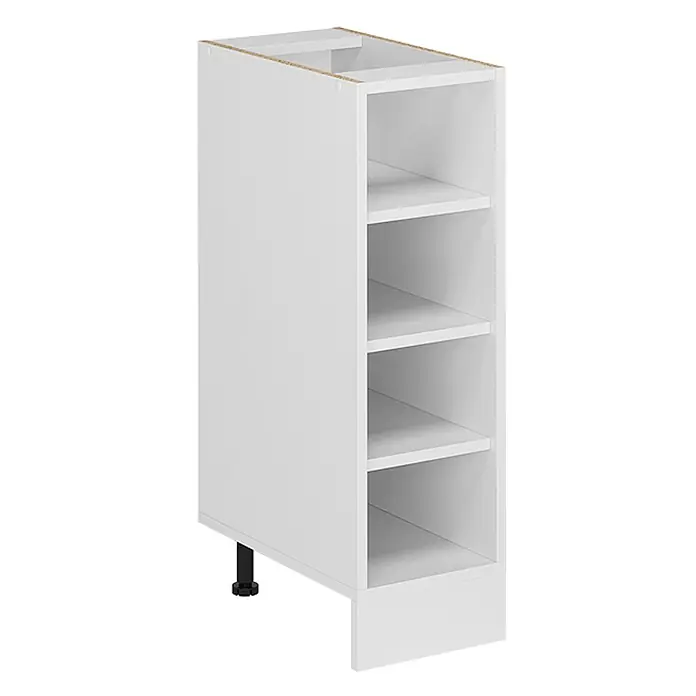 Vicco Schrankküche R-Line Weiß ohne Arbeitsplatte - Weiß, Regalunterschrank 25 cm - Weißer Modulschrank mit fünf offenen Fächern und verstellbarem Bein, ideal für Küche oder Abstellraum.