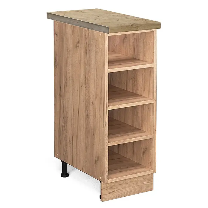 Vicco Schrankküche Fame-Line Goldkraft Eiche, AP Eiche - Goldkraft Eiche, Regalunterschrank 30 cm, AP Eiche - Schmales Regal in heller Holzoptik mit offenen Fächern, passender Arbeitsplatte und verstellbaren Füßen.