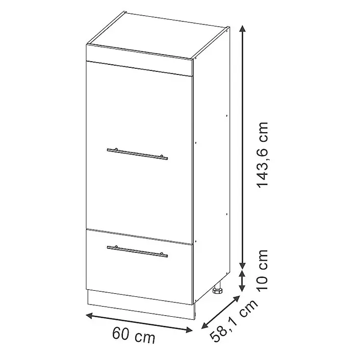 Vicco Vorratsschrank Fame-Line, Anthrazit-Gold Landhaus/Anthrazit 60 cm -  - Hoher Schrank mit zwei Schubladen und Griffen. Maße: 143,6 cm H (+10 cm Sockel) x 60 cm B x 58,1 cm T.