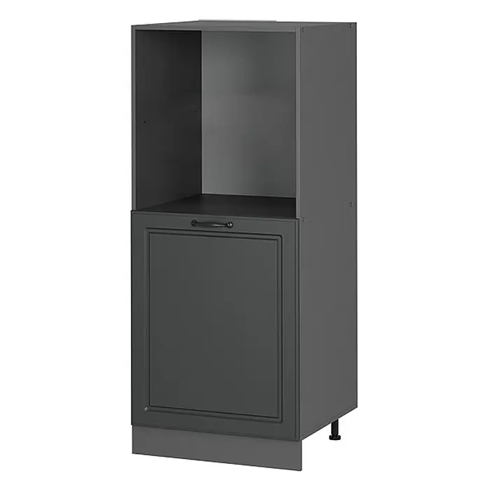 Vicco Schrankküche R-Line Anthrazit Landhaus - Anthrazit Landhaus, Backofenumbauschrank 60 cm (halb) - Dunkelgrauer Küchenhochschrank mit offener Nische für Gerät und unterem Schrankfach mit Griff.