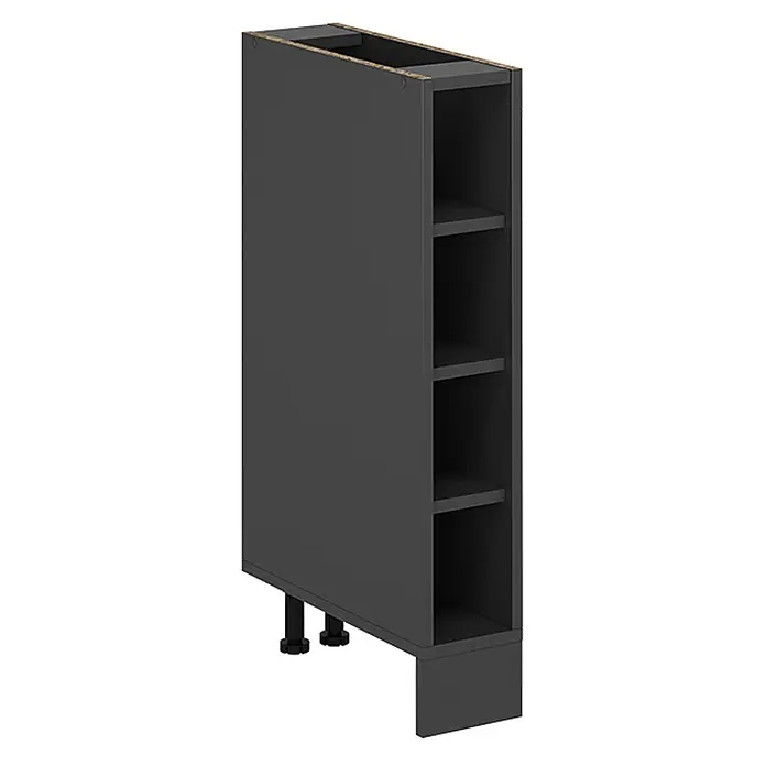 Vicco Schrankküche R-Line Anthrazit ohne Arbeitsplatte - Anthrazit, Regalunterschrank 15 cm - Dunkelgrauer, hoher Unterschrank mit offenen Regalen und verstellbaren Füßen.