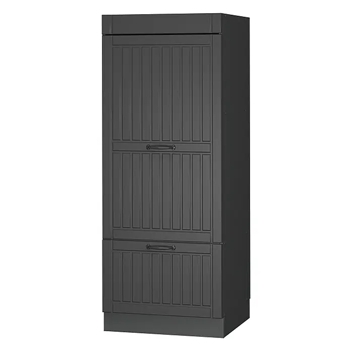 Vicco Schrankküche Fame-Line Dunkelgrau - Dunkelgrau, Mikrowellenumbauschrank 60 cm - Dunkelgrauer Hochschrank mit Kassettentüren und zwei Griffen.