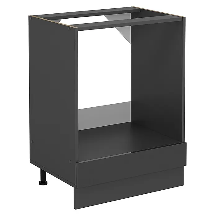 Vicco Schrankküche R-Line Anthrazit Hochglanz ohne Arbeitsplatte - Anthrazit Hochglanz, Herdumbauschrank 60 cm - Anthrazitfarbener Küchenunterschrank für Einbauofen mit verstellbarem Fuß und Sockelleiste.