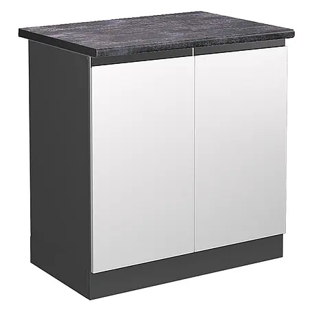 Vicco  Schrankküche R-Line Weiß J-Shape, AP Anthrazit