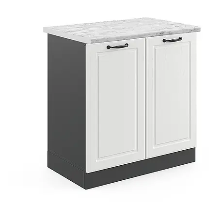 Vicco  Schrankküche R-Line Weiß Landhaus, AP Marmor