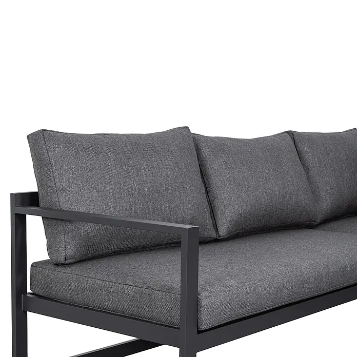 Barths Loungemöbel-Set Rhodos - 2 -tlg., Aluminium, Polyester, Anthrazit - Graues Stoffsofa mit schlankem, dunklem Metallrahmen.