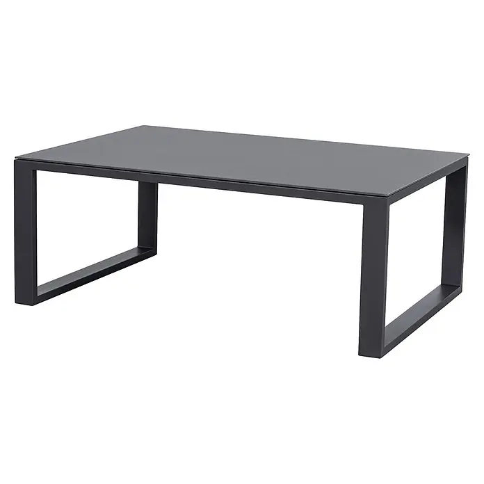 Barths Loungemöbel-Set Rhodos - 2 -tlg., Aluminium, Polyester, Anthrazit - Dunkelgrauer rechteckiger Couchtisch mit elegantem Metallrahmen und passender Tischplatte.