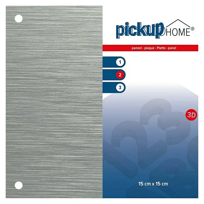 Pickup 3D Home Schild - L x B: 15 x 15 cm, Aluminiumfarben - Pickup HOME Wandpaneel, 15x15 cm, mit gebürsteter Aluminiumoptik und 3D-Effekt, ideal für die moderne Wandgestaltung.