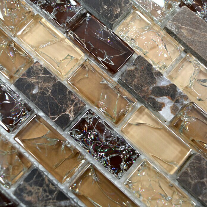 Mosaikfliese Crystal Mix XIC B1155 (30 x 28,5 cm, Braun, Glänzend)