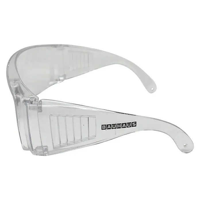 BAUHAUS Gafas de seguridad Basic - Transparente, Marco ventilado - Gafas de seguridad transparentes con la inscripción "BAUHAUS" en la patilla, perfectas para trabajos que requieren protección ocular.