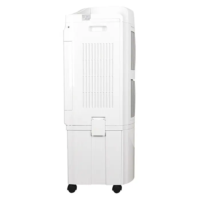 MConfort Climatizador evaporativo Hogar E2000 - Blanco, Altura: 97 cm, 90 W - Enfriador de aire portátil blanco con rejillas, asa y ruedas para fácil movimiento.