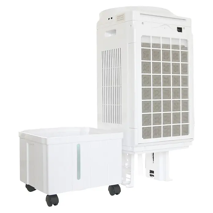 MConfort Climatizador evaporativo Hogar E2000 - Blanco, Altura: 97 cm, 90 W - Enfriador de aire evaporativo blanco portátil con tanque de agua separado con ruedas.