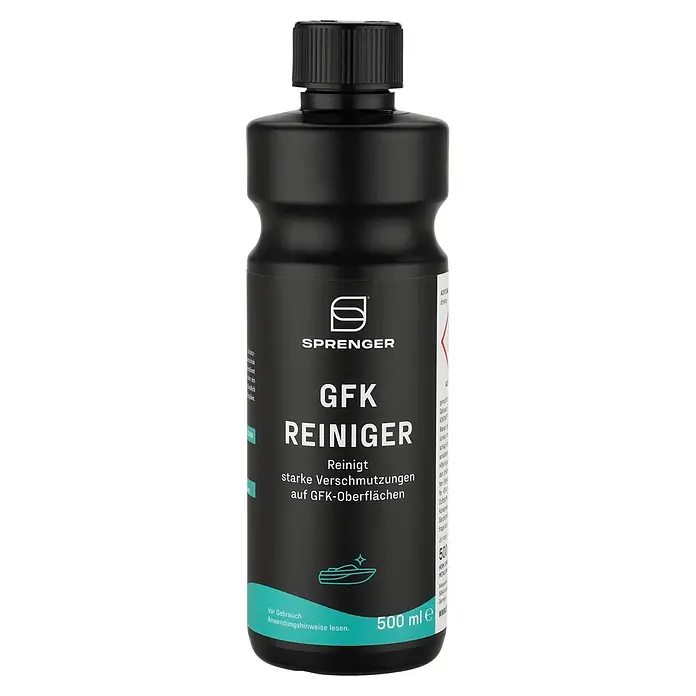 Sprenger Bootsreiniger GFK - 500 ml - Schwarze Sprenger GFK Reiniger Flasche (500 ml) für starke Verschmutzungen auf GFK-Oberflächen.