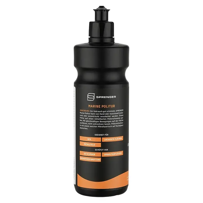 Sprenger Marine-Politur - 500 g - Schwarze Flasche SPRENGER Marine Politur für Boote, schützt vor UV-Schäden und Wiederverschmutzung.