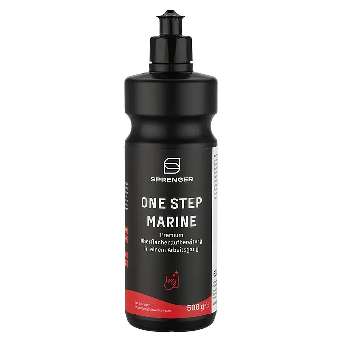 Sprenger Politur One Step Marine - 500 g - Schwarze SPRENGER ONE STEP MARINE Flasche (500g) für Premium-Oberflächenaufbereitung.