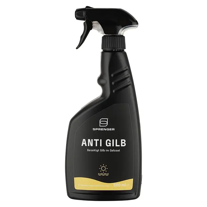 Sprenger Gelcoat Reiniger Anti Gilb - 500 ml - Schwarze SPRENGER ANTI GILB Sprühflasche, 500 ml, entfernt Gilb aus Gelcoat.