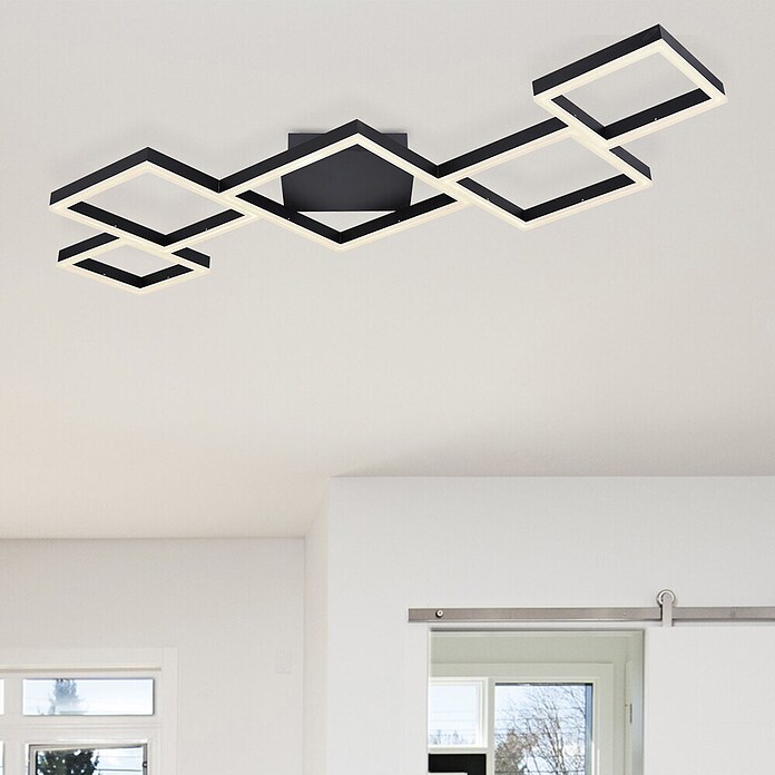 Globo LED-Deckenleuchte Kurio (58 W, L x B x H: 120 cm x 60 m x 6 m, Schwarz, Schwarz / Weiß, Kaltweiß) | BAUHAUS