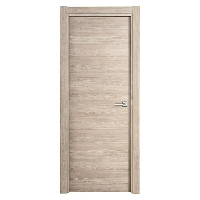 Solid Elements Puerta interior Roble Gris - 72,5 x 203 cm, Izquierda, Roble Gris, Maciza - Un modelo de puerta elegante y moderno en tono de madera clara con un tirador minimalista, ideal para interiores contemporáneos.