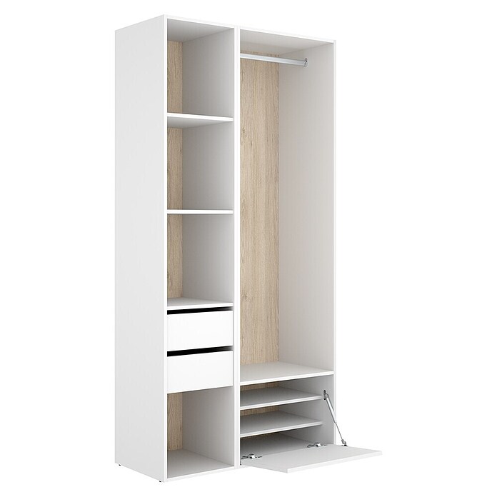 Dekit Mueble vestidor Suit (L x An x Al: 45 x 99,5 x 204,5 cm, Blanco/Natural, Trasera reversible) | BAUHAUS