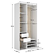 Dekit Mueble vestidor Suit (L x An x Al: 45 x 99,5 x 204,5 cm, Blanco/Natural, Trasera reversible) | BAUHAUS