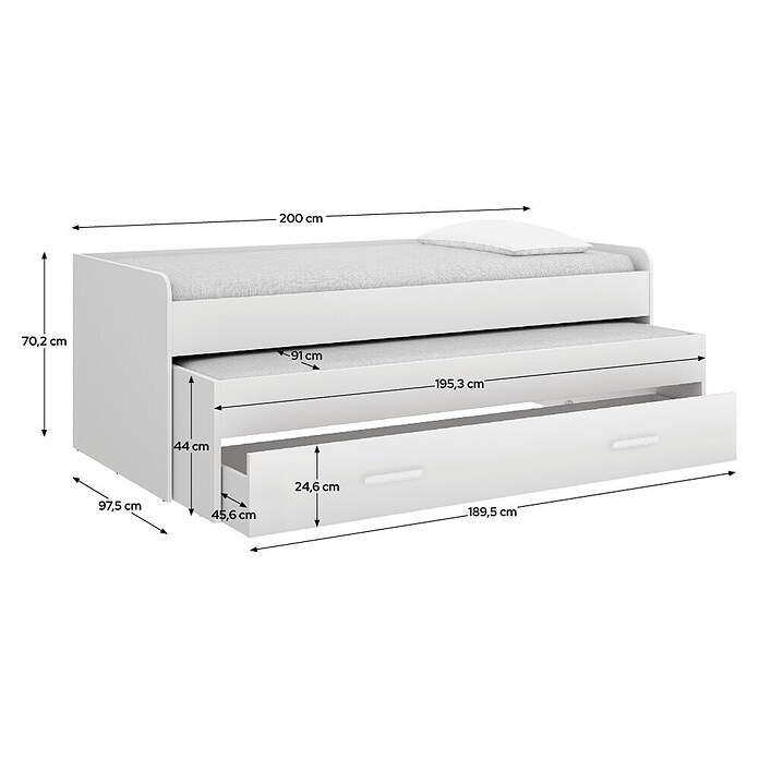 Dekit Cama nido Pema (L x An x Al: 200 x 97,5 x 70 cm, Blanco) | BAUHAUS