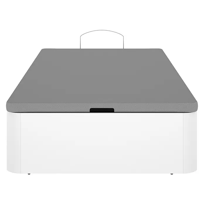 Dekit Canapé Round - 190 x 90 x 32 cm, Blanco, Abatible - Caja de almacenamiento portátil blanca con tapa gris texturizada y asa arqueada.
