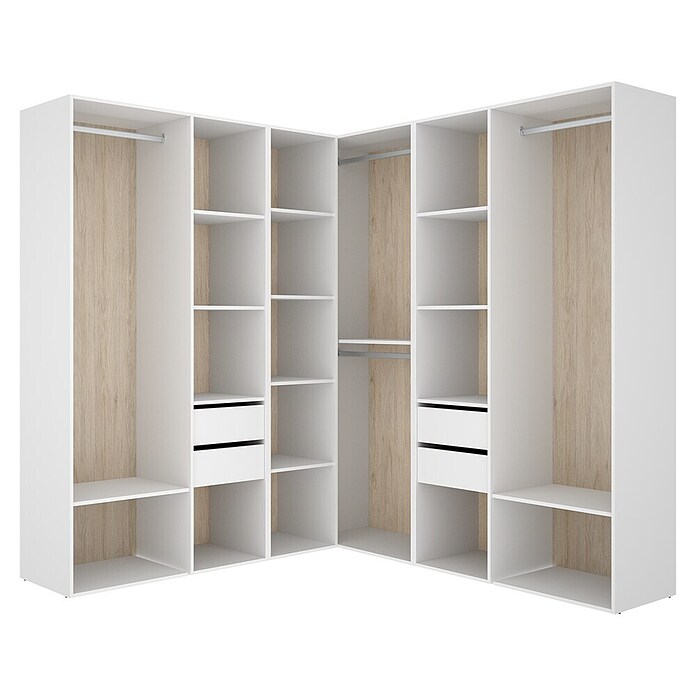 Dekit Mueble vestidor Suit (L x An x Al: 186,3 x 182,4 x 204,5 cm, Blanco/Natural, Trasera reversible) | BAUHAUS