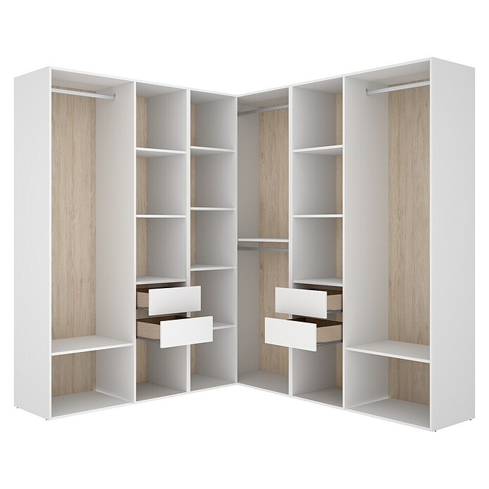 Dekit Mueble vestidor Suit (L x An x Al: 186,3 x 182,4 x 204,5 cm, Blanco/Natural, Trasera reversible) | BAUHAUS