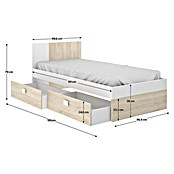 Dekit Cama Dina (L x An x Al: 196 x 97 x 79 cm, Natural/Blanco, Cajones) | BAUHAUS